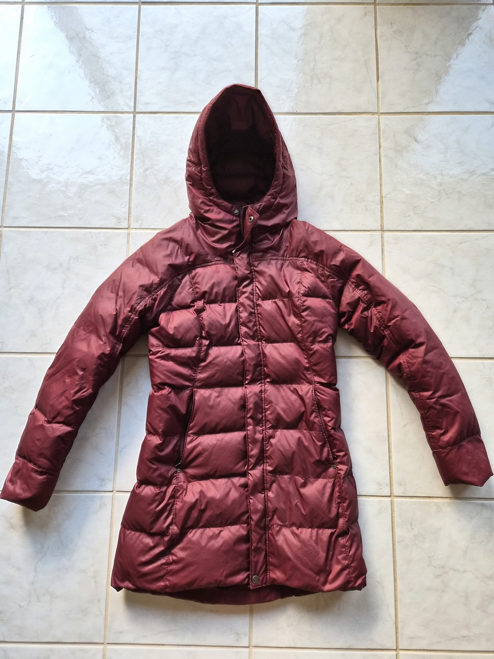 REI Women's Hooded Long Puffer Coat - Burgundy
